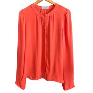 A.L.C. | Silk Draped Back Blouse - Hot Coral - Size Medium